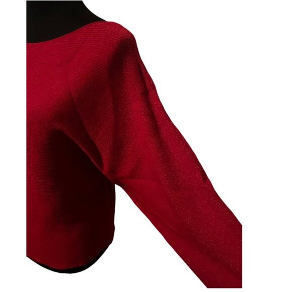 DRESSY RED RIBBED SWEATER - Picture 2 of 2